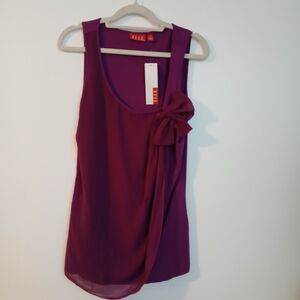 Elle Purple Bow Detail Round Neck Sleeveless Top Medium EL20027 New